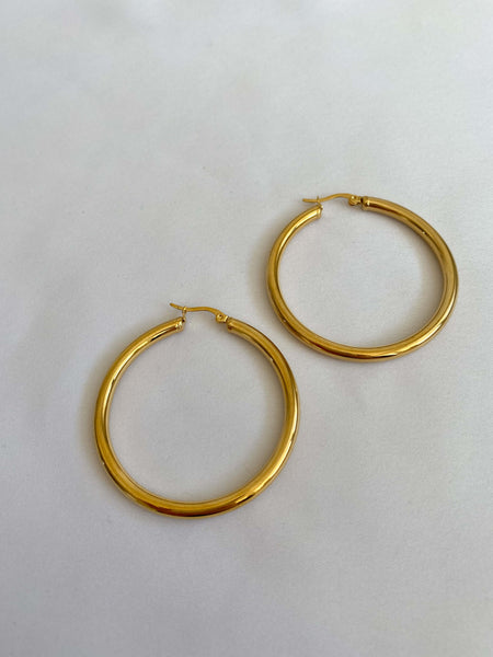Big sized gold hoops 