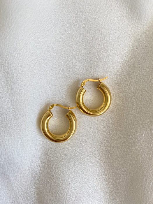 gold earrings in minimalistic style