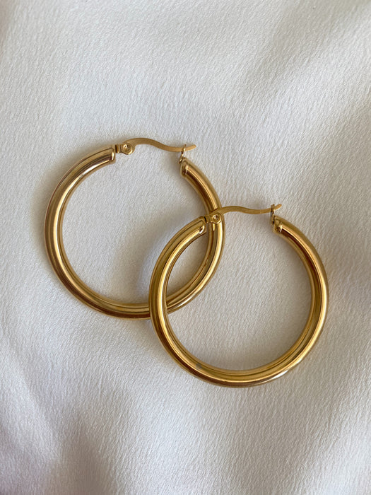 Big sized gold hoops 